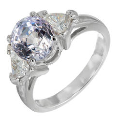 Purple Sapphire Diamond Three Stone Engagement Ring 6
