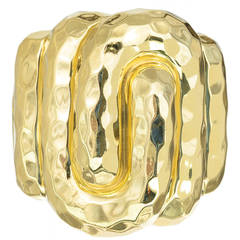 Henry Dunay Heavy Hammered Gold Swirl Dome Ring