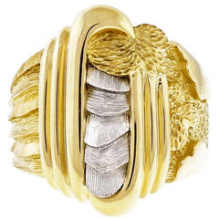 Henry Dunay Textured Gold Platinum Ring