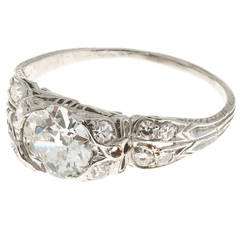 European Cut Diamond Platinum Ring 12