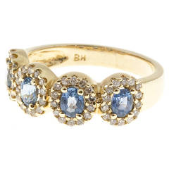 Four Oval Sapphire Diamond Gold Ring 8