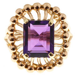 Emerald Cut Amethyst Rose Gold Ring 3