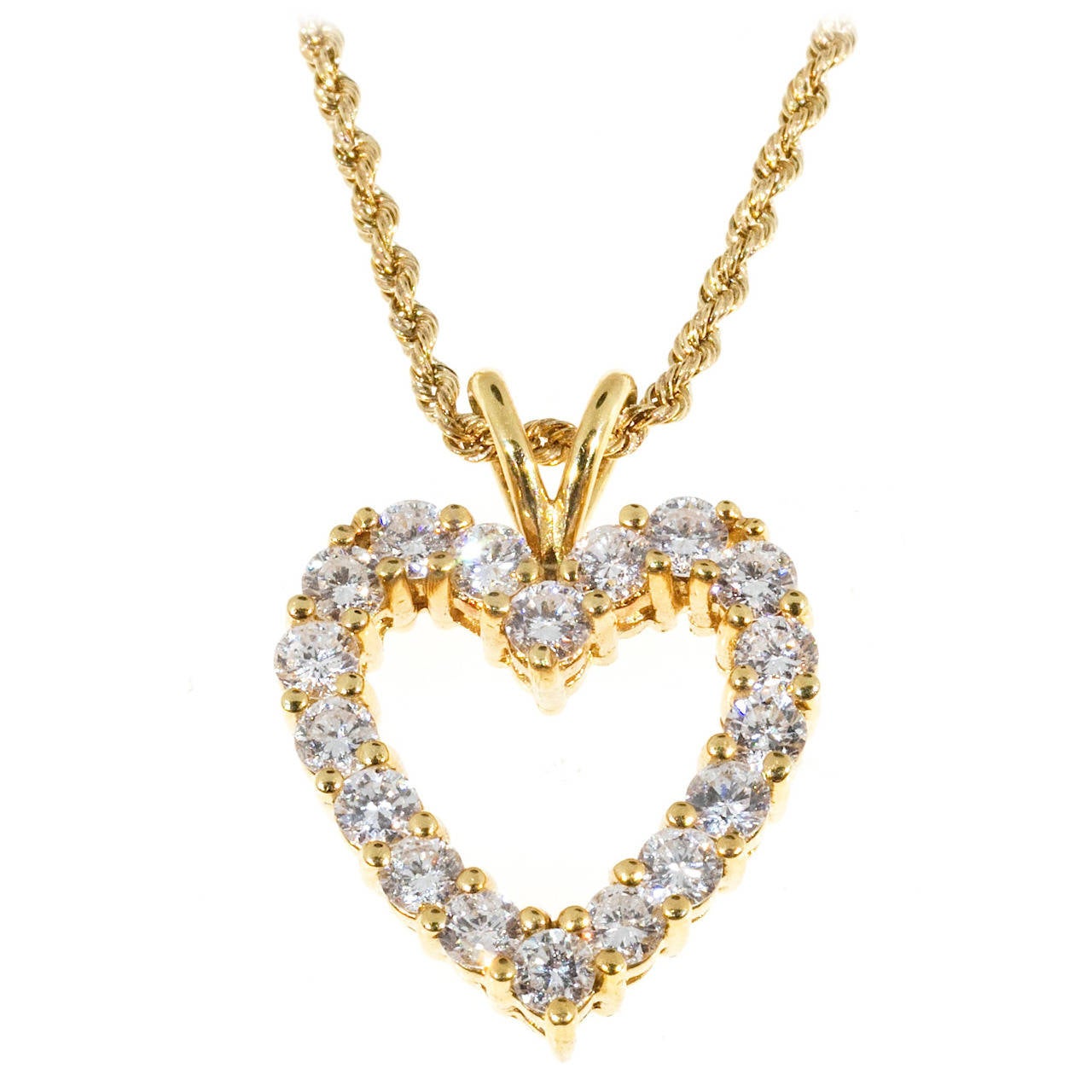 Diamond Gold Open Heart Pendant Necklace at 1stDibs | open heart jewelry