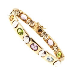 Topaz Amethyst Citrine Peridot Two Color Gold Bracelet 3