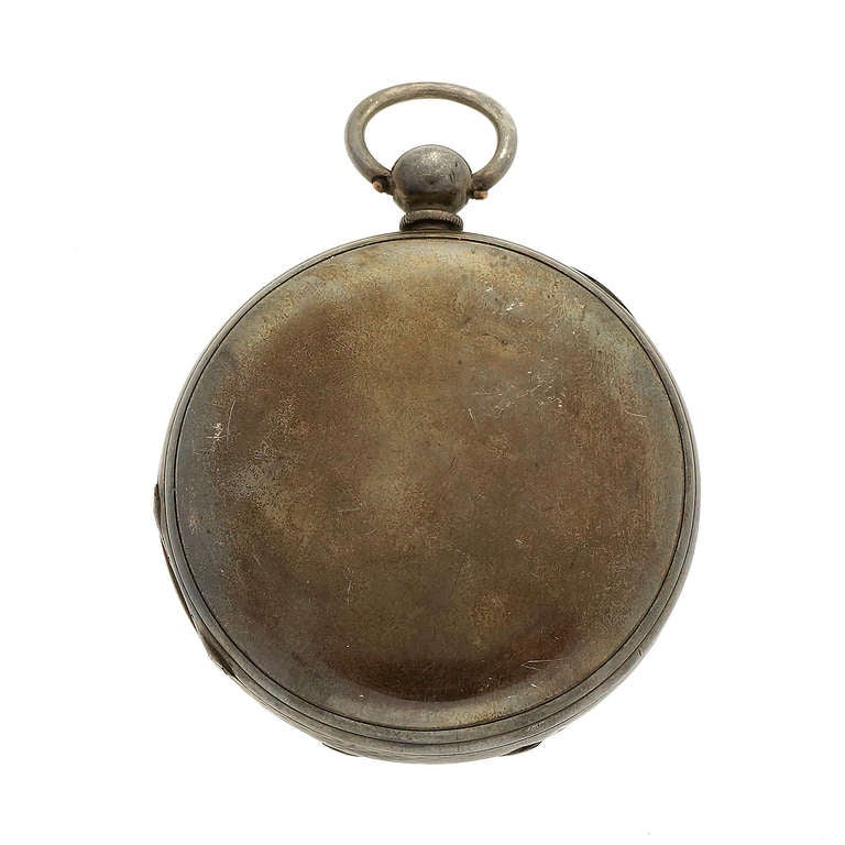 Civil War MJ Tobias Silver Pocket Watch Picturing Major General In Good Condition For Sale In Stamford, CT