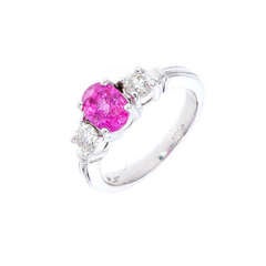 Natural Pink Sapphire Diamond Platinum Engagement Ring 9