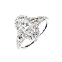 Peter Suchy .99 Carat Marquise Diamond Halo Platinum Engagement Ring 5