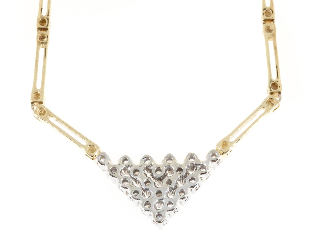 Women's Diamond Triangular Two Color Gold Necklace