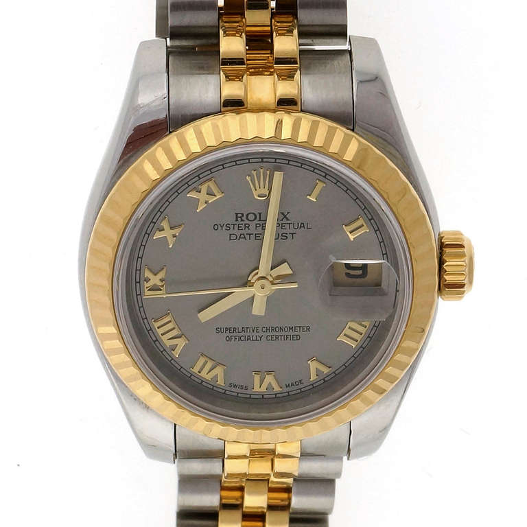 Modern Rolex Lady's Stainless Steel and Yellow Gold Datejust Wristwatch Ref 179173