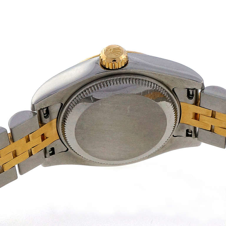 Rolex Lady's Stainless Steel and Yellow Gold Datejust Wristwatch Ref 179173 In Excellent Condition In Stamford, CT