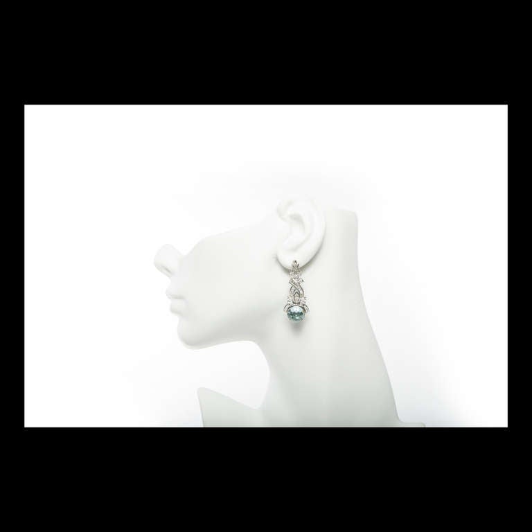 Revival Natural Aqua and Diamond Dangle Earrings