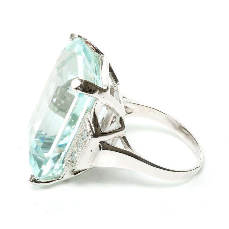 Natural Aqua And Diamond Ring at 1stDibs