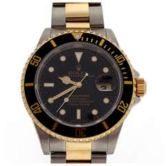 Vintage Rolex Stainless Steel and Yellow Gold Submariner Wristwatch Ref 16613 circa 1997