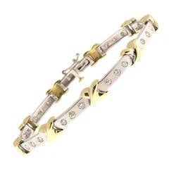 Diamond Two Color Gold ''X'' Bracelet 10