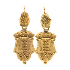 1860s Victorian Gold Dangle Earrings