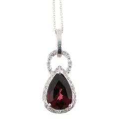 Rhodolite Red Garnet Platinum Pendant