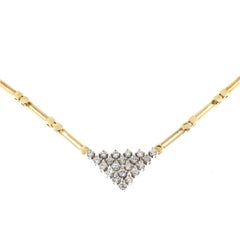 Diamond Triangular Two Color Gold Necklace