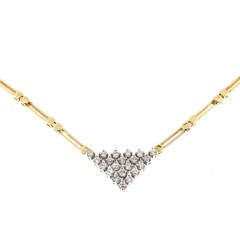 Diamond Triangular Two Color Gold Necklace 10