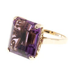 Bright Purple Amethyst Gold Cocktail Ring 7