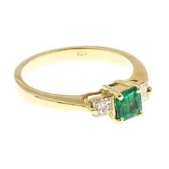 GIA Cert Emerald Diamond Gold Ring