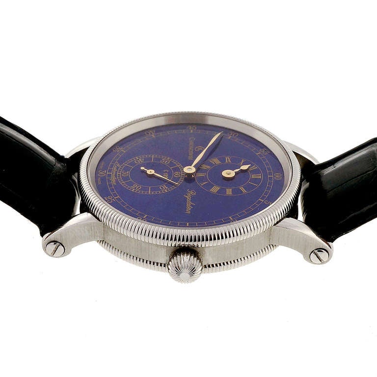 Edelstahl-Armbanduhr von Chronoswiss mit blauem Regulator-Zifferblatt 1