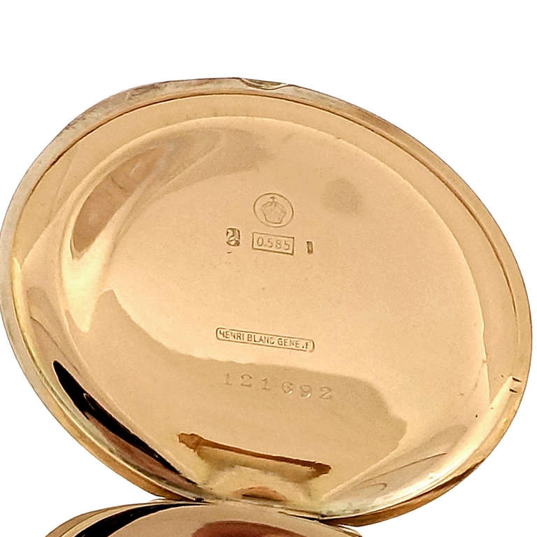 Henri Blanc Yellow Gold Open Face Pocket Watch In Excellent Condition In Stamford, CT