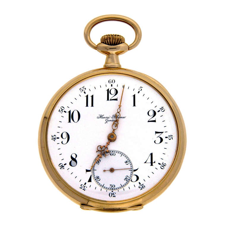 Henri Blanc Yellow Gold Open Face Pocket Watch