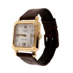 Longines Yellow Gold Wristwatch with Diamond Dial Retailed by Tiffany & Co.