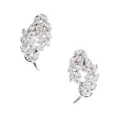Mid Century Diamond Leaf Earrings c1950