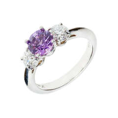 Vintage Tiffany & Co 1.22 Carat Sapphire Diamond Three-Stone Platinum Engagement Ring
