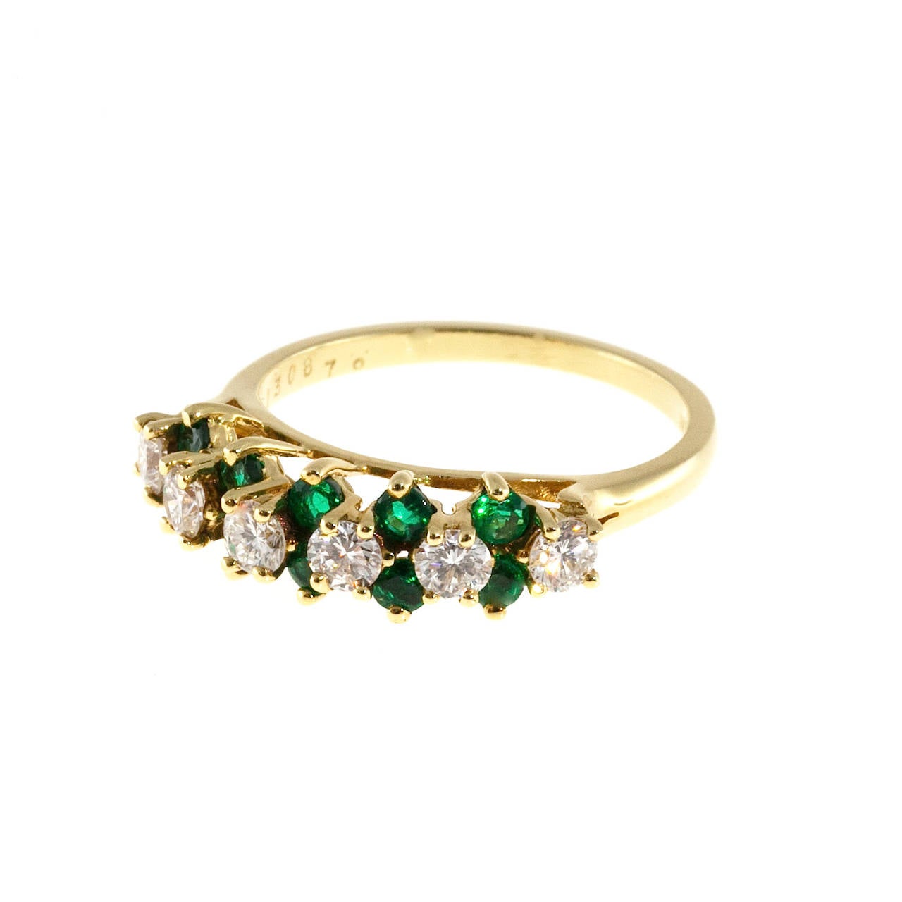 Colombian Emerald Diamond Gold Bridal Ring 1