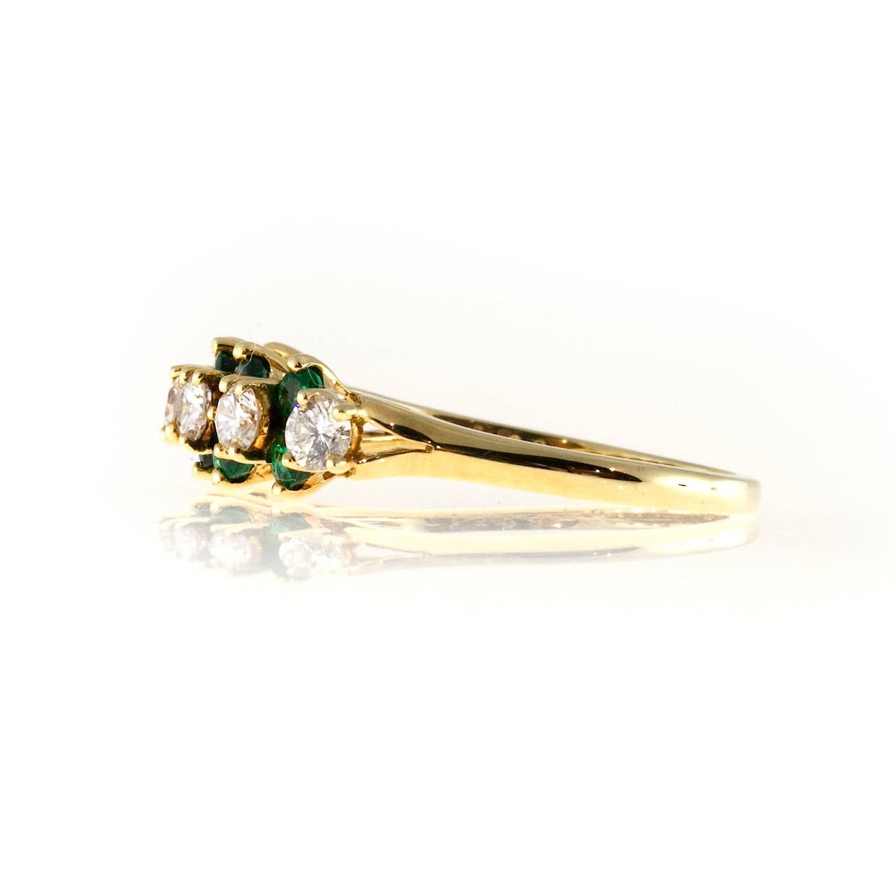 Colombian Emerald Diamond Gold Bridal Ring 2