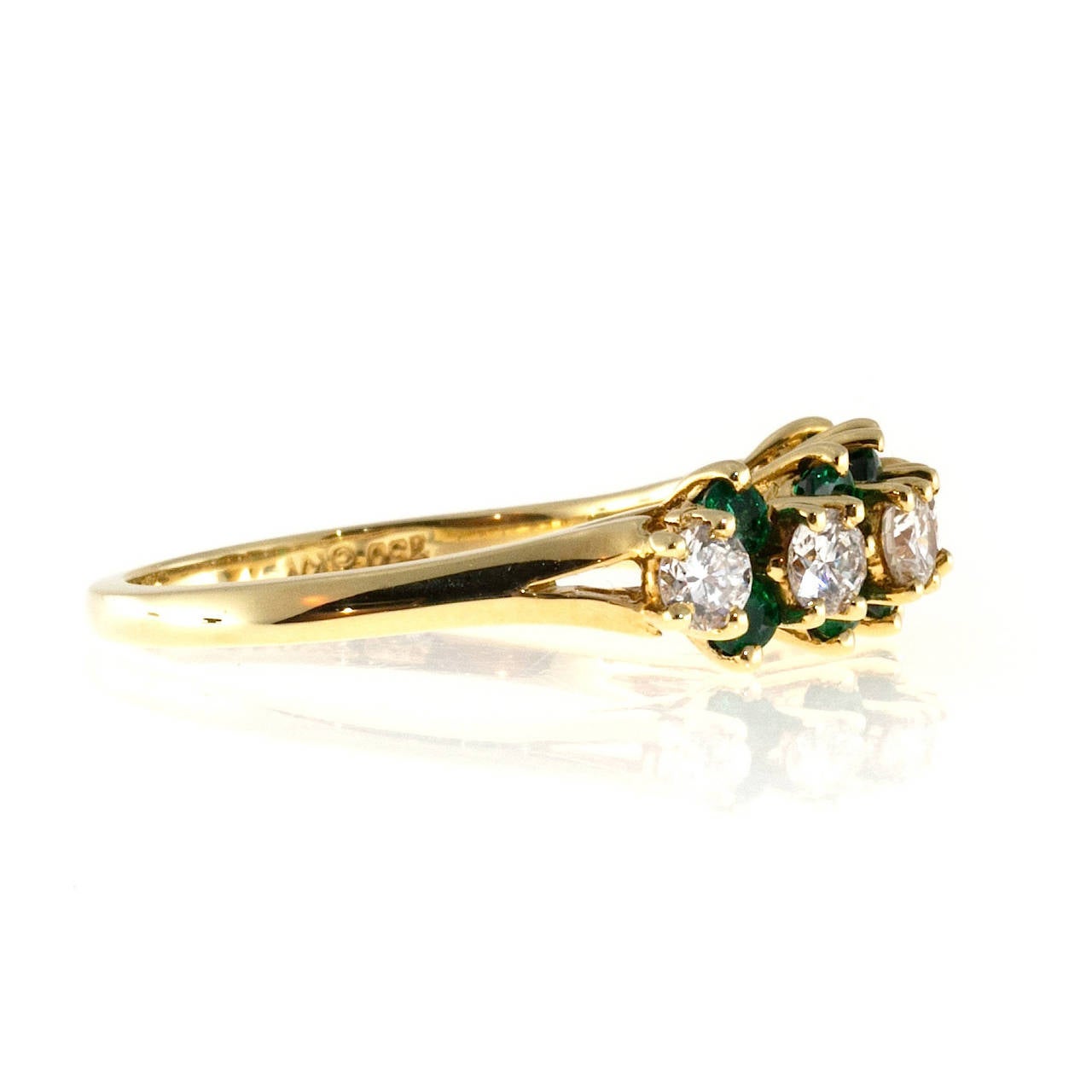 Women's Colombian Emerald Diamond Gold Bridal Ring