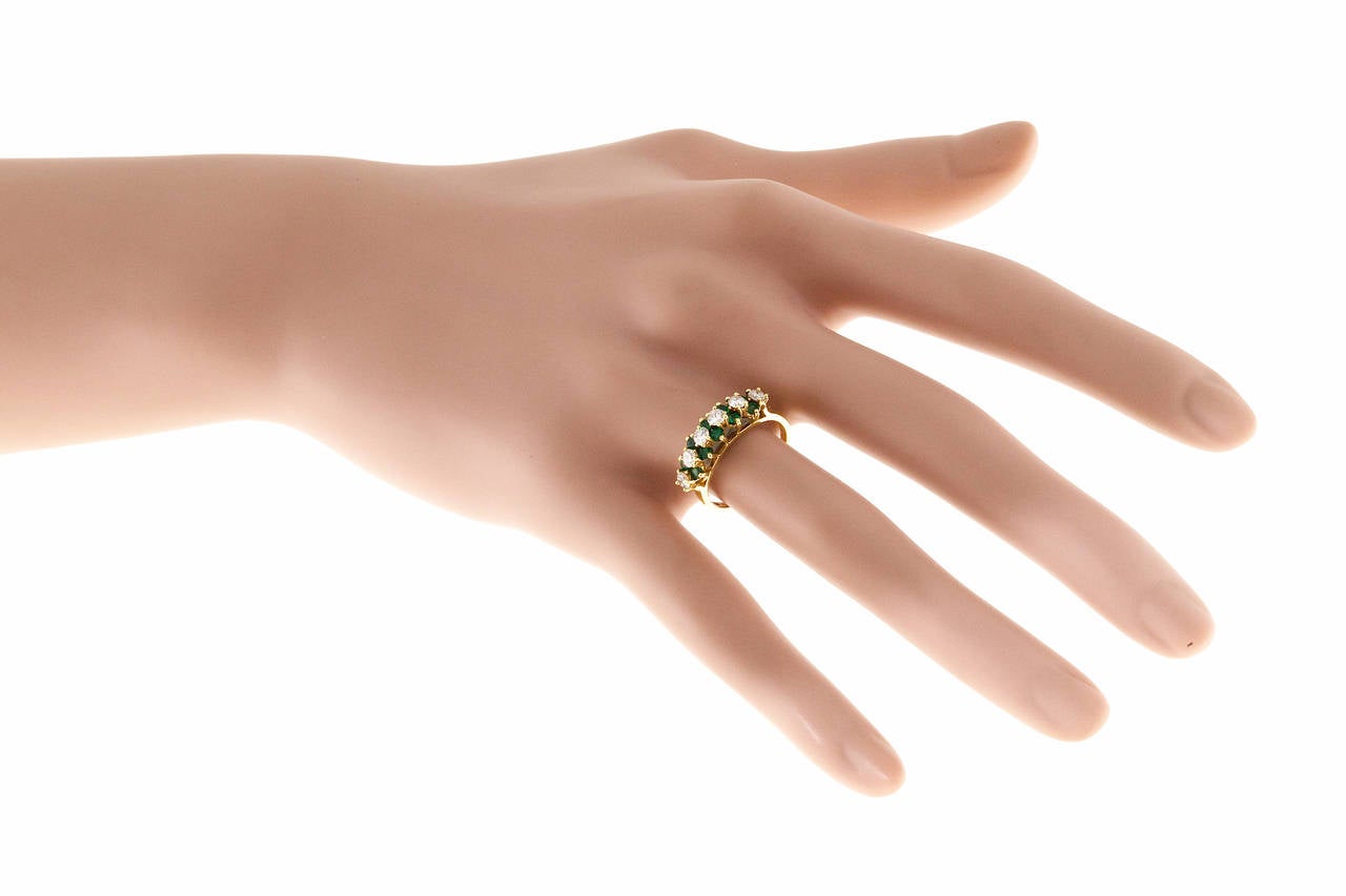Colombian Emerald Diamond Gold Bridal Ring 3