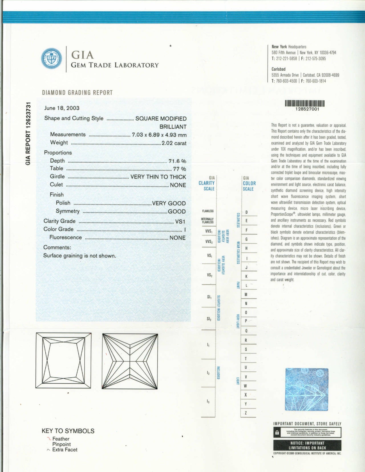 GIA-zertifizierter Verlobungsring mit 2,02 Karat Diamant im Prinzessinnenschliff aus Platin mit Solitär (Carréschliff) im Angebot