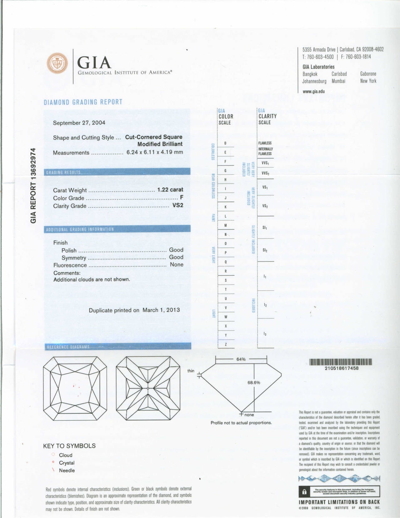Martin Flyer Verlobungsring aus Platin mit drei Steinen, GIA-zertifizierter 1,22 Karat Diamant (Radiantschliff) im Angebot