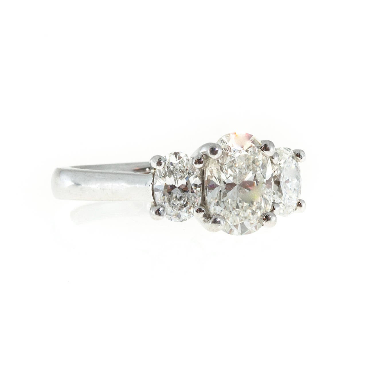 Women's Peter Suchy Oval Diamond Platinum Three Stone Engagement Ring