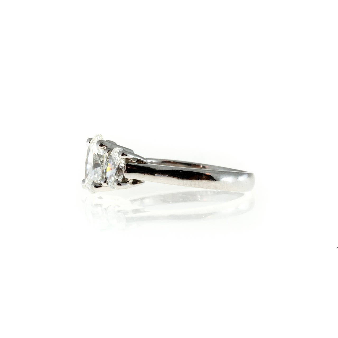 Peter Suchy Oval Diamond Platinum Three Stone Engagement Ring 2