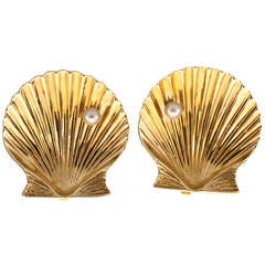 Tiffany & Co. Pearl Gold Shell Clip Earrings 12