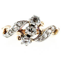 Victorian Diamond Pink Gold Platinum Ring