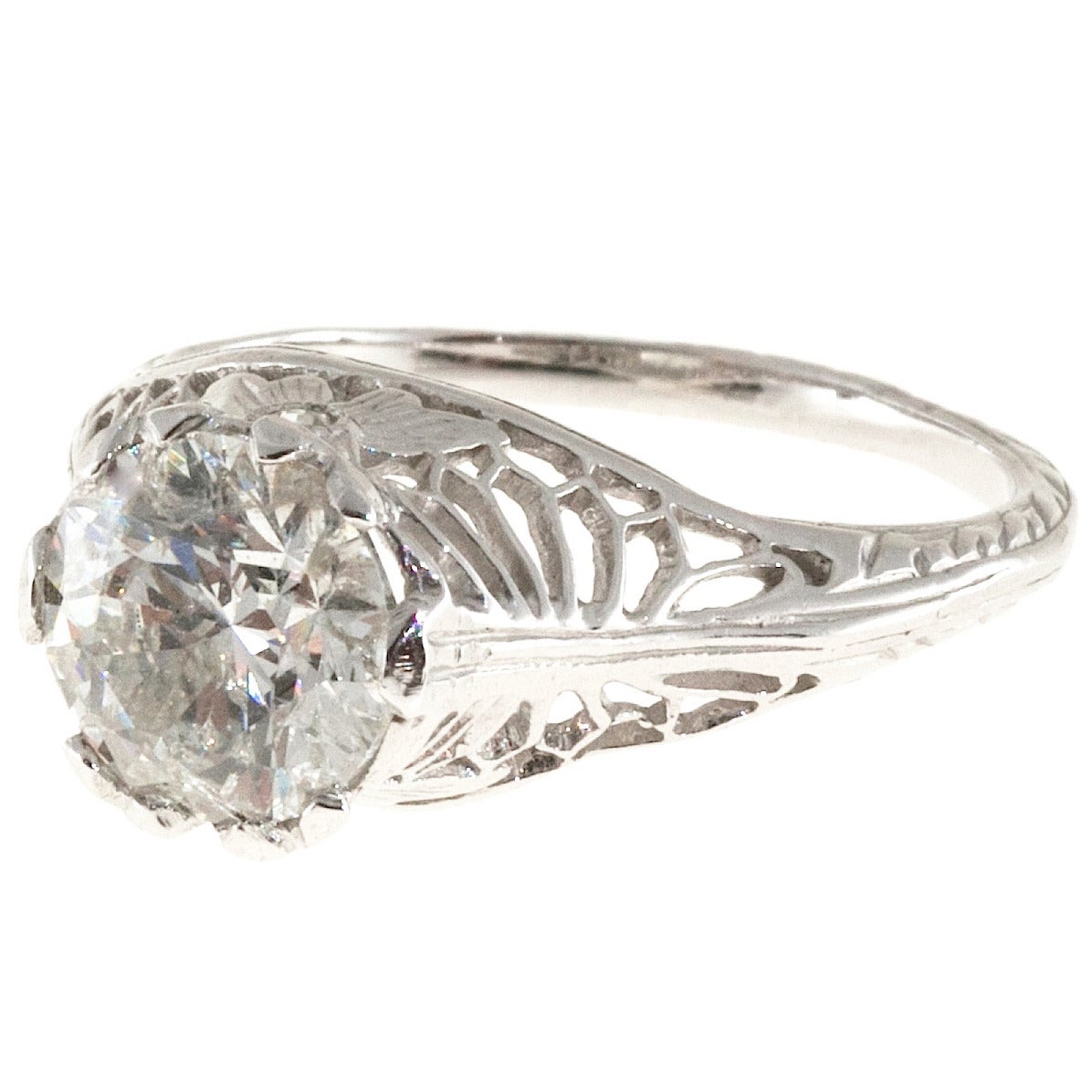 Diamond Platinum Filigree Ring For Sale at 1stDibs