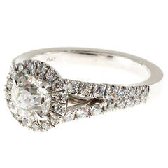 Peter Suchy 1.00 Carat GIA Cert Diamond Platinum Halo Engagement Ring 7