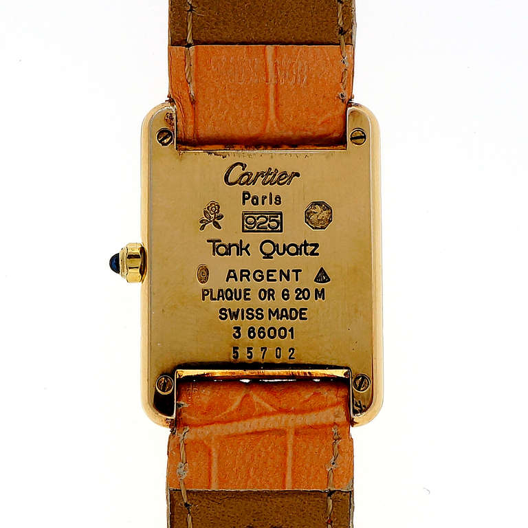 Women's Cartier Lady's Silver-Gilt Must de Cartier Tank Wristwatch