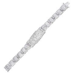 Art Deco Wide Hinged Link Diamond Platinum Bracelet 1