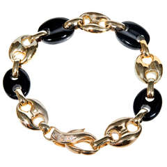 Balestre Black Onyx Yellow Gold Link Bracelet