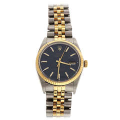 Retro Rolex Stainless Steel and Yellow Gold Datejust Wristwatch Ref 16013