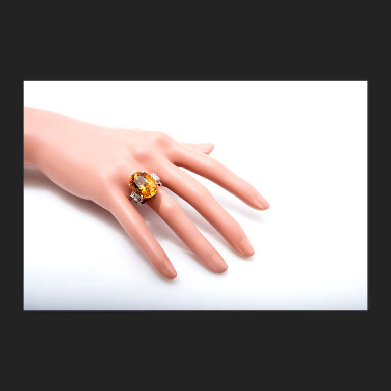 Women's Golden Yellow Beryl Diamond Gold Ring