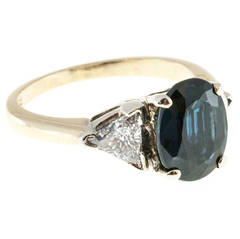 2.53 Carat GIA Cert Royal Blue Sapphire Diamond Two Color Gold Ring 9