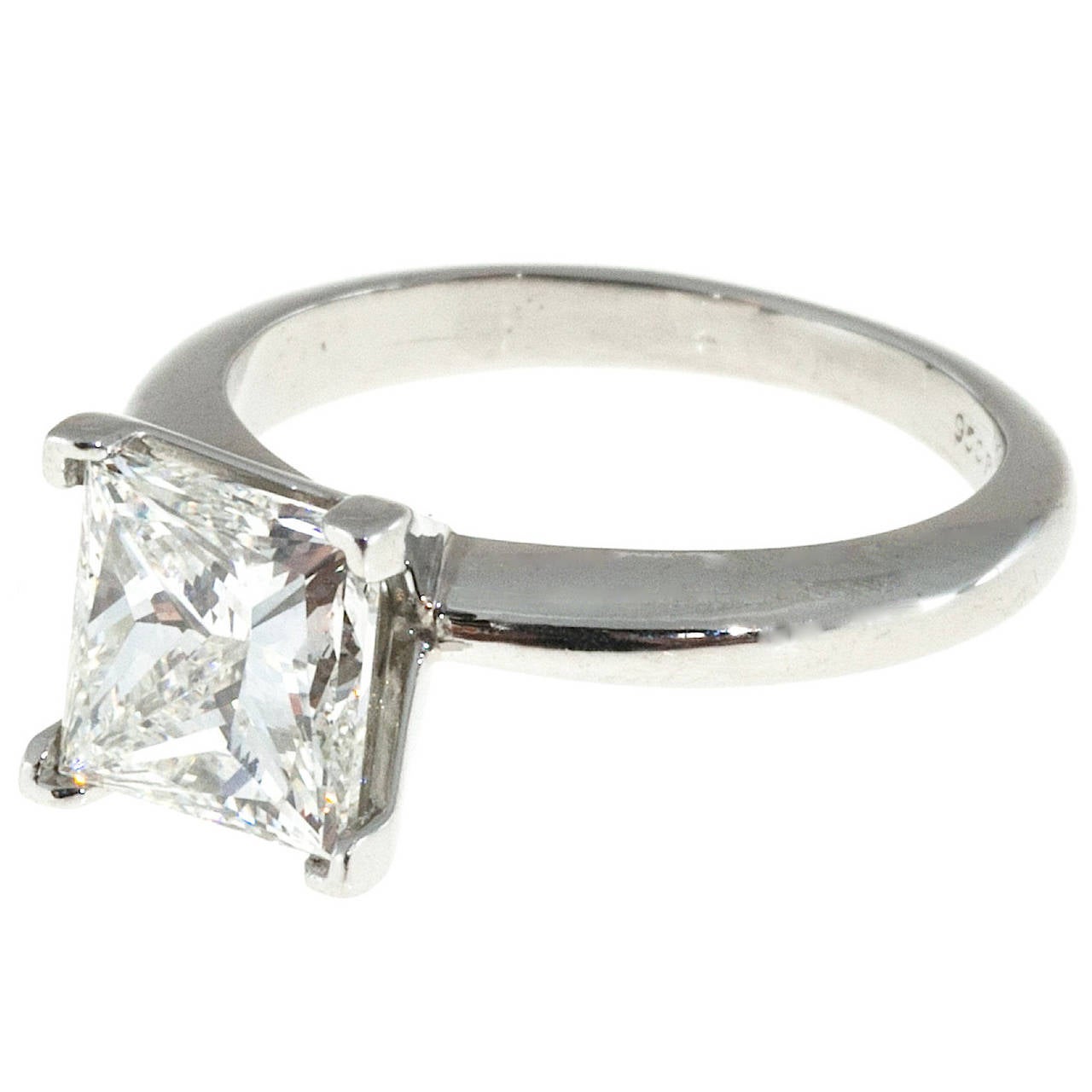  Princess  Cut  Diamond Platinum Engagement  Ring  For Sale  at 