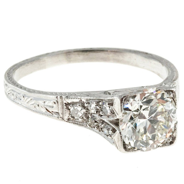 1930s Diamond Platinum Engagement Ring For Sale at 1stDibs